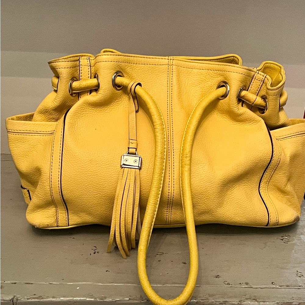 Tignanello Yellow Leather Women's Hand Bag - Picture 3 of 12
